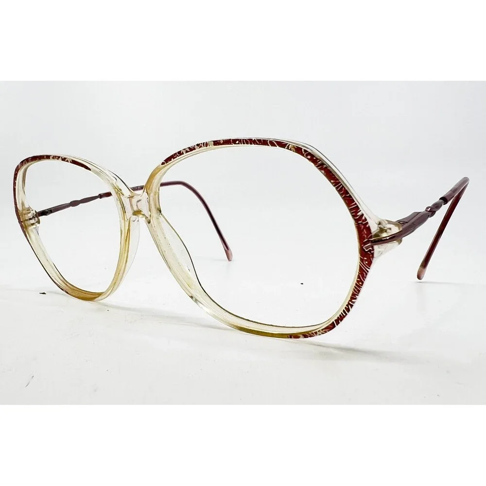 Silver Dollar Olive Eyeglasses Womens Burgundy Clear Oversized Frames 135